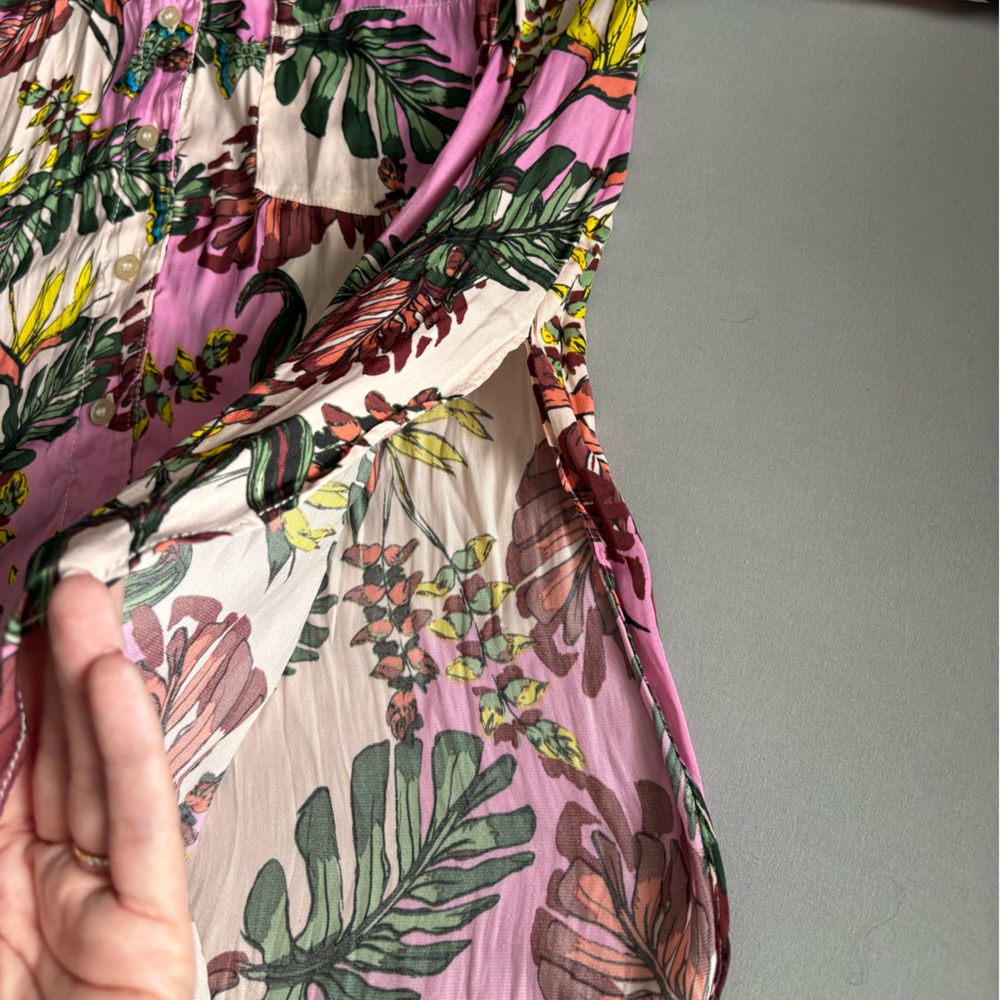 Free People Womens Long Sleeve Under The Palms Button Up Floral Resort Blouse XS - Picture 8 of 10